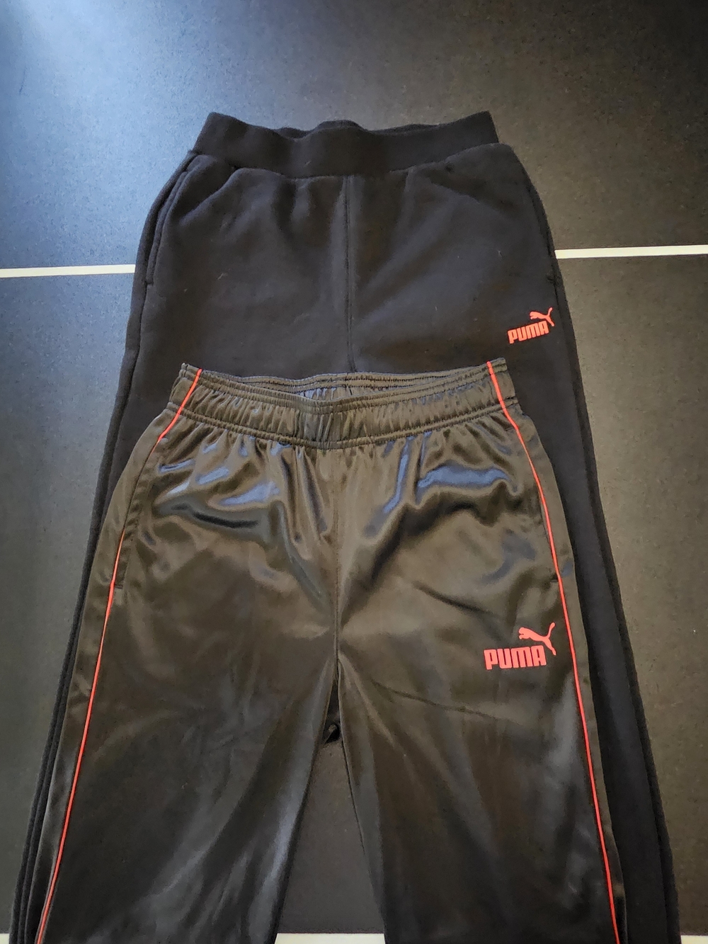 Puma Kids Black Joggers with Red Piping